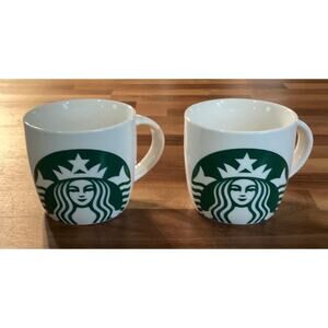 Starbucks 2017 Classic White Green Mermaid Logo Coffee Mug 14 Fl Oz Set Of 2